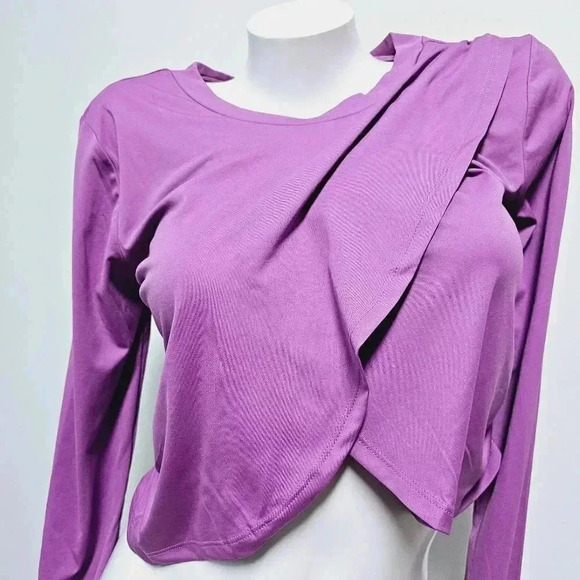 free people movement cropped long sleeve scallop front top med - Picture 2 of 13